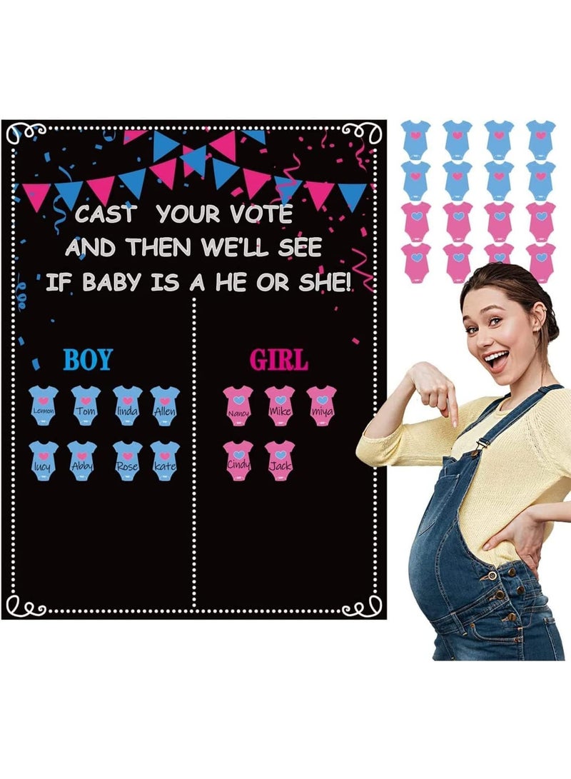 CLENEA Baby Gender Reveal Board, Party Supplies Kit with Decorations, Games Gender Reveal Voting Poster Board with Stickers, Chalkboard Design Party Games Kit - Image 4